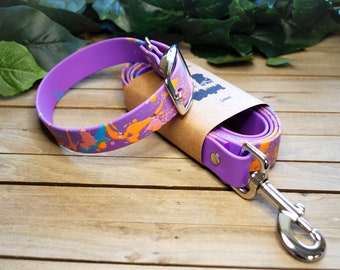 Splatter Painted Biothane Hundehalsband - Wasserdicht, veganes Leder, verstellbar, langlebig, leicht zu reinigen