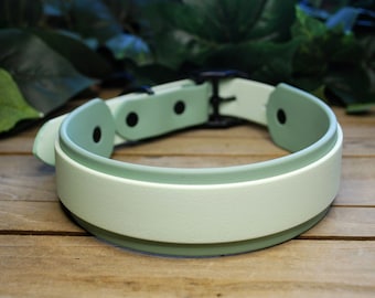 Double Layered Biothane collar - Two-Tone, 3/4", 1" & 1.5" Wide: Waterproof, Vegan Leather, Adjustable, Durable, Easy to Clean