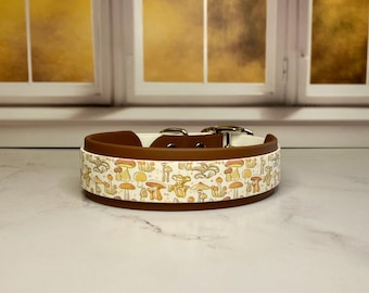 Mushroom Biothane Collar - Doppellagig - zweifarbig, 3/4", 1" & 1,5" breit: Wasserdicht, Veganes Leder, verstellbar, langlebig, leicht zu reinigen