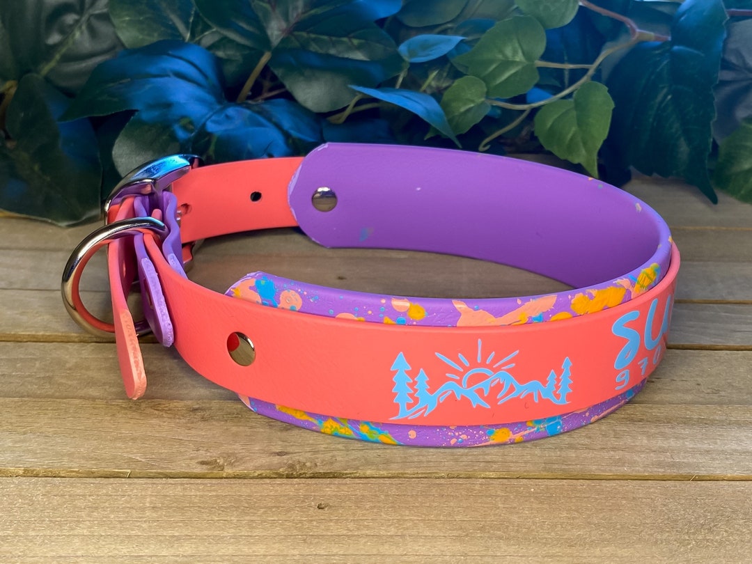 Custom Name Splatter Paint Biothane Dog Collar Twotone 1.5 in Layered