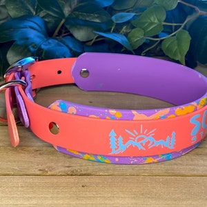 Custom Name Splatter Paint - Biothane Dog Collar - Two-Tone 1.5 in Layered
