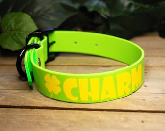 Custom Name Biothane Dog Collar - 1/2&quot;, 3/4&quot;, 1&quot; Inch and 1.5&quot; Inch Width: Waterproof, Vegan Leather, Adjustable, Durable, Easy to Clean