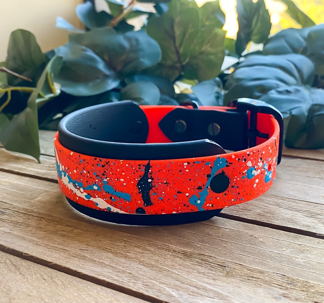 Custom Splatter Paint Biothane Dog Collar Twotone 1.5 in Layered Etsy