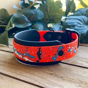 Splatter Paint - Biothane Hundehalsband - zweifarbig 3,5 cm geschichtet