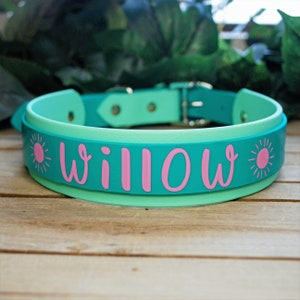 Custom Biothane Collar- Double-Layered - Two-Tone, 3/4&quot;, 1&quot; & 1.5&quot; Wide: Waterproof, Vegan Leather, Adjustable, Durable, Easy to Clean