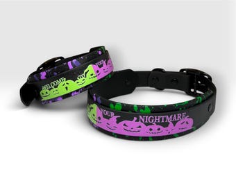 Halloween Custom Biothane Collar- Double-Layered - 1.5" Wide: Waterproof, Stink-proof, Durable, Easy to Clean, Vegan Leather,