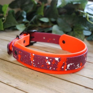 Splatter Biothane Collar- Double-Layered - Two-Tone, 3/4&quot;, 1&quot; & 1.5&quot; Wide: Waterproof, Adjustable, Durable, Easy to Clean