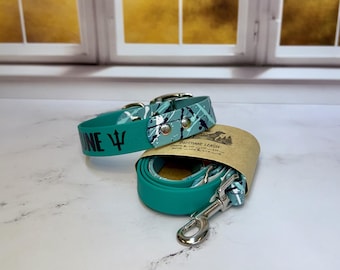 Personalisiertes zweifarbiges Splatter Biothane Set - Wasserdicht, Veganes Leder, Verstellbar, Langlebig, Leicht zu Reinigen