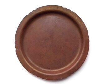 Vintage 13-inch round copper tray