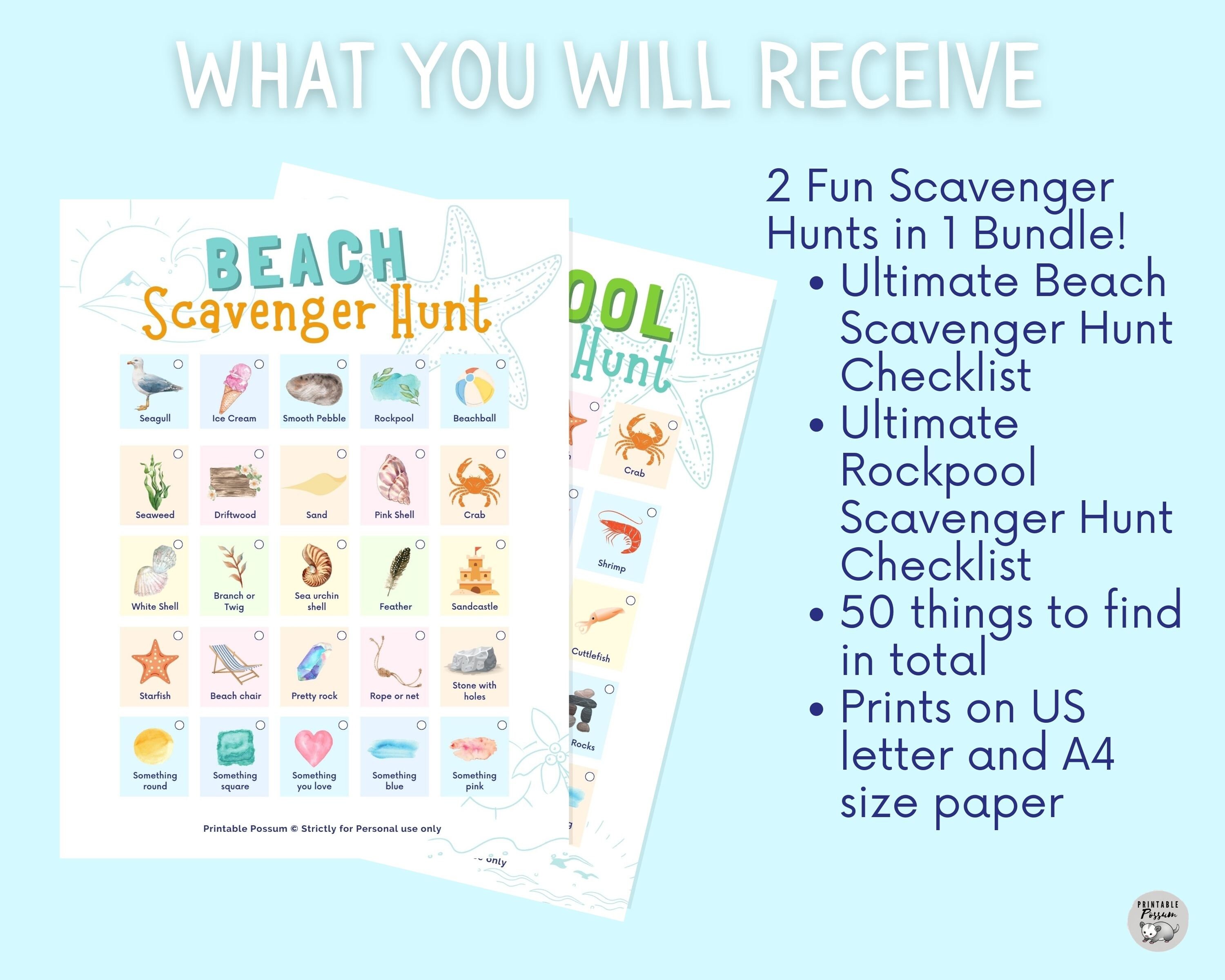 Beach Scavenger Hunt Beach Treasure Hunt for Kids Outdoor | Etsy