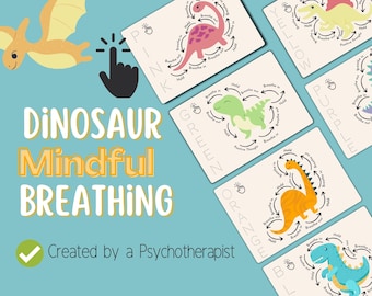 Dinosaur Mindfulness Breathing Exercises for Kids, Anxiety Relief, Coping Skills Cards, Breathing Cards, Calming Corner, Grounding Technique