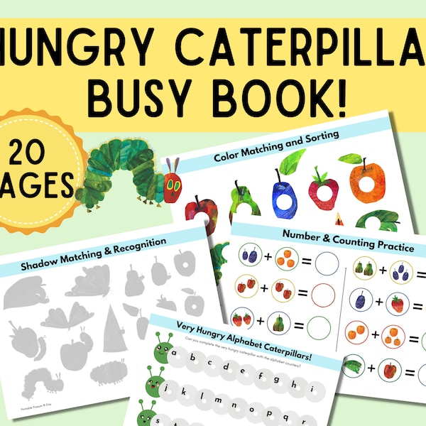 Busy Book Bundle, The Very Hungry Caterpillar Busy Book, Toddler Busy Book, Quiet Book, Homeschool Learning Binder, Digital Download