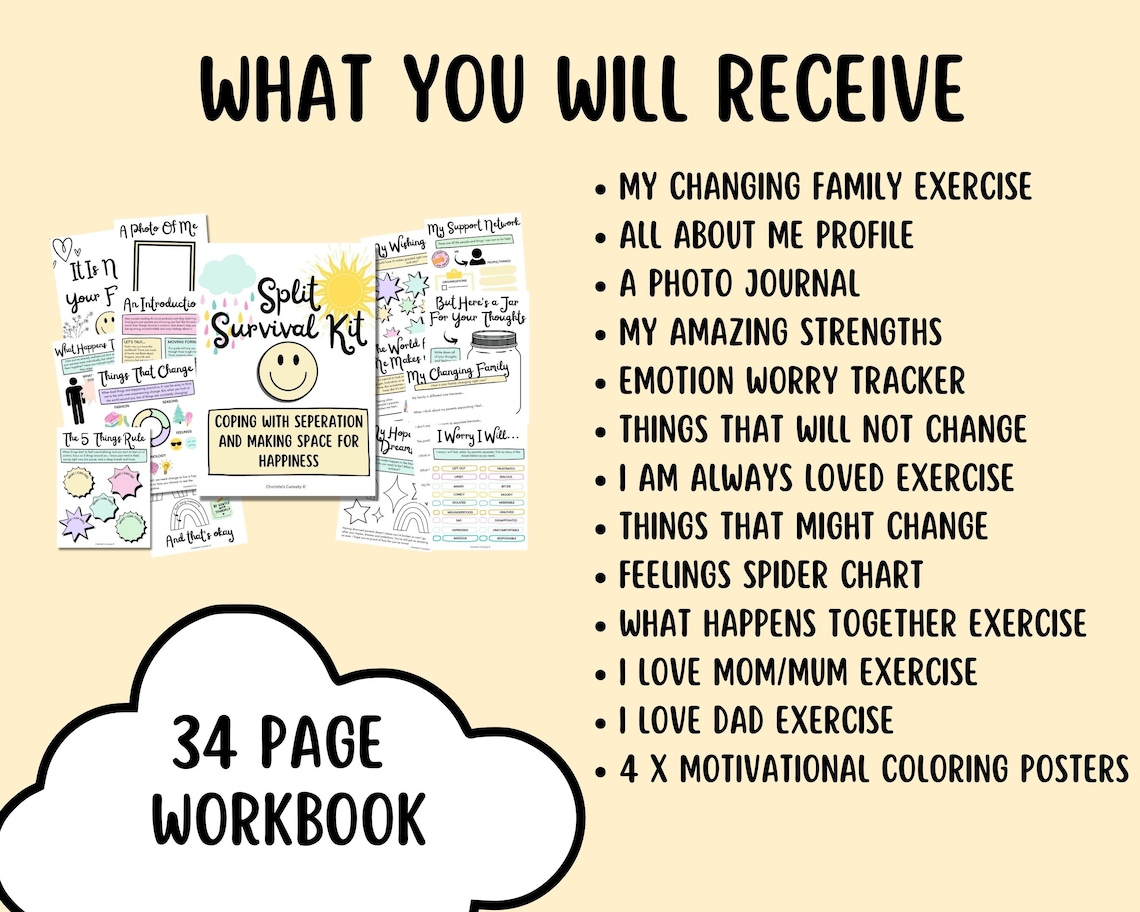Divorce Worksheets for Kids, Separation Journal, Divorce Workbook ...