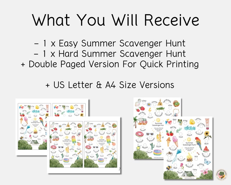 Summer Scavenger Hunt, Printable Outdoor Scavenger Hunt, Summer ...