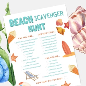 Caça ao tesouro na praia, Caça ao tesouro na natureza para impressão, Jogo de férias para crianças, Caça ao tesouro ao ar livre, Jogo de caça ao tesouro na praia