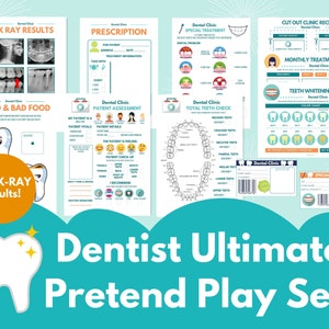 Dentist Pretend Play Set, Dental Clinic Play, Homeschool Activity, Dental Clinic Dramatic Play, Hands On Learning