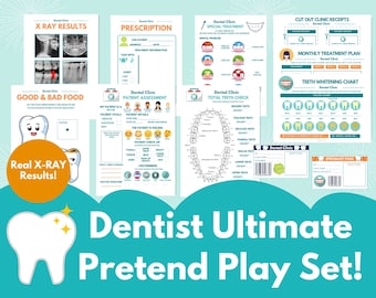 Ensemble de jeu de simulation de dentiste, jeu de clinique dentaire, activité scolaire à la maison, jeu dramatique de clinique dentaire, apprentissage pratique