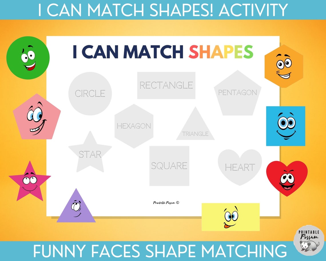 Shape Matching Activity Shape Match Printable Worksheet File | Etsy