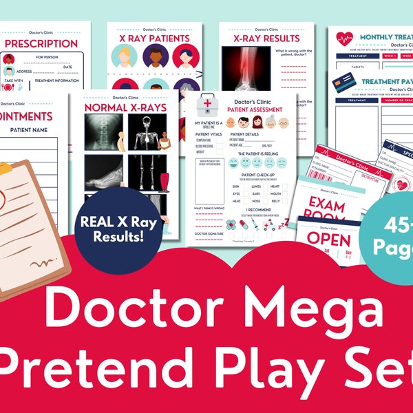 Pretend Play Doctor Printables, Doctor Dramatic Play Set, Doctor Clinic, Hospital Pretend Play, Homeschool Activity, Childcare Activities