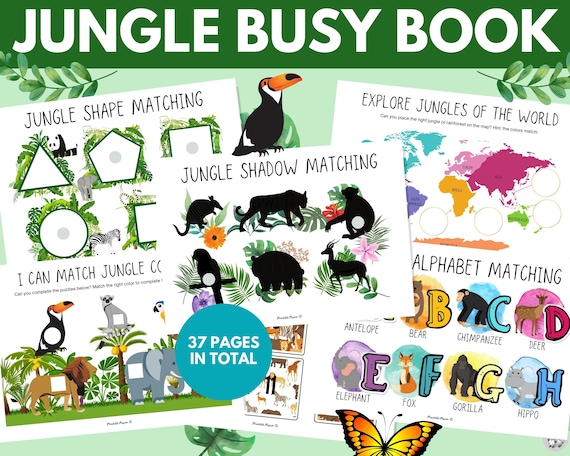 Jungle Animal Busy Book Busy Book Printable Printable Busy