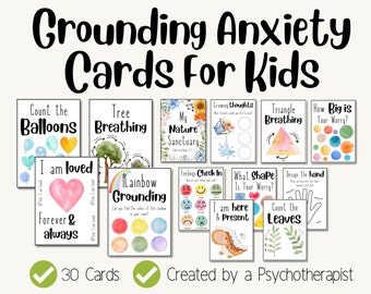 Kids Coping Skills Mindfulness Cards, Anxiety Relief Kids Grounding Techniques, Calm Down Corner, Emotional Regulation, Therapy Office Decor