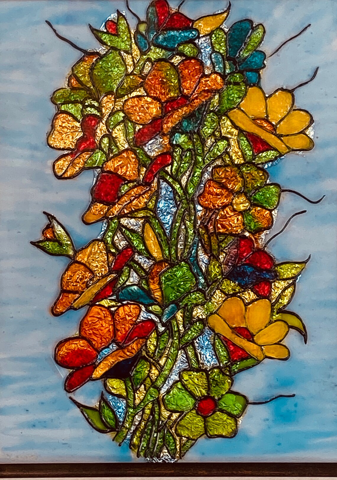 Floral Glass Art Etsy