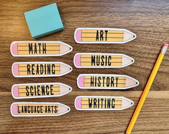 Waterproof School Subject Labels; School Subject Labels; Set of 8 School Subject Labels; Homeschooling Sticker Labels; Folder/Binder Labels