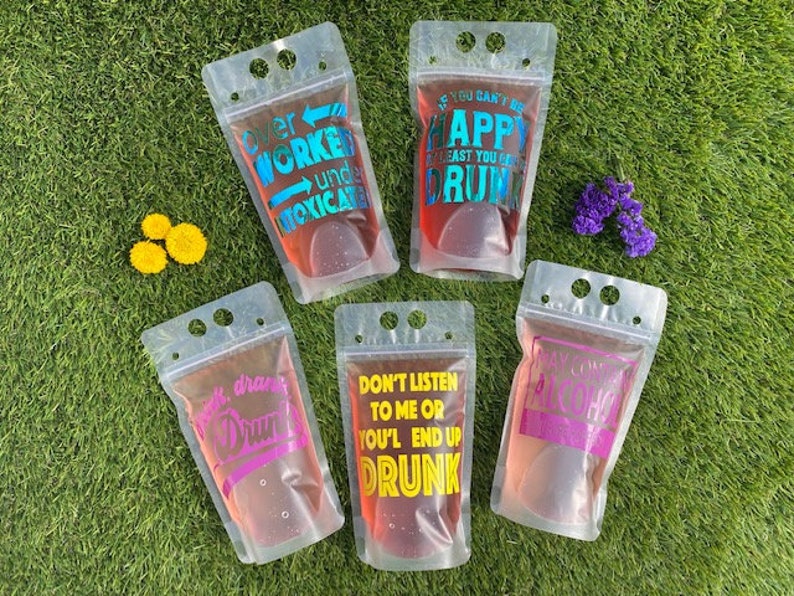 Adult Drink Pouches / Party Drink Pouch / Personalized Drink Pouch