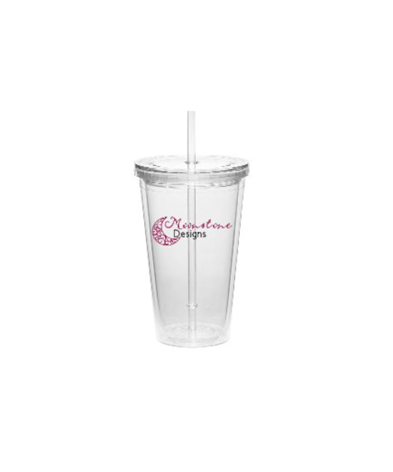 Plastic Tumbler with Straw - Clear