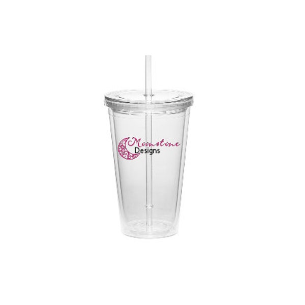 Custom Plastic Tumbler With Straw; Personalized Clear Tumbler With Straw; Clear Tumbler With Logo; Custom Logo Tumbler; Corporate Gift Bulk