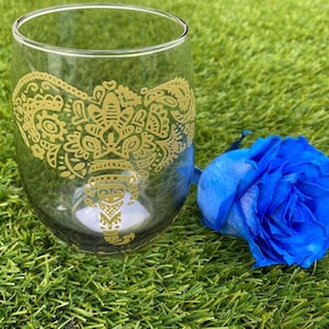 Elephant Wine Glass, Elephant Stemless Wine Glass, Stemless Gold Wine Glasses, Vintage Wine Glass