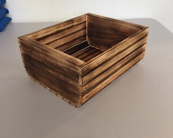Rustic crate wooden box torched