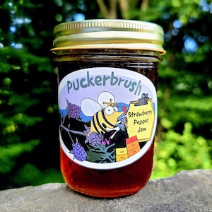 Strawberry pepper jam - 8 ounce jam - jam - jelly - gift - homemade jelly - hand gathered - hand grown - strawberry pepper - pepper jelly