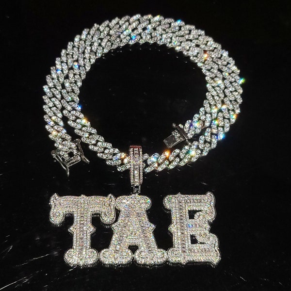 Iced Out Name Necklace Etsy