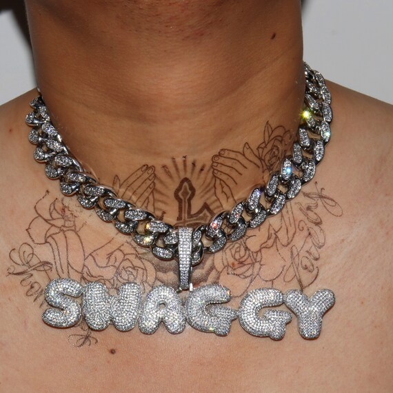 Big Bubble Letters Name Custom Pendant 