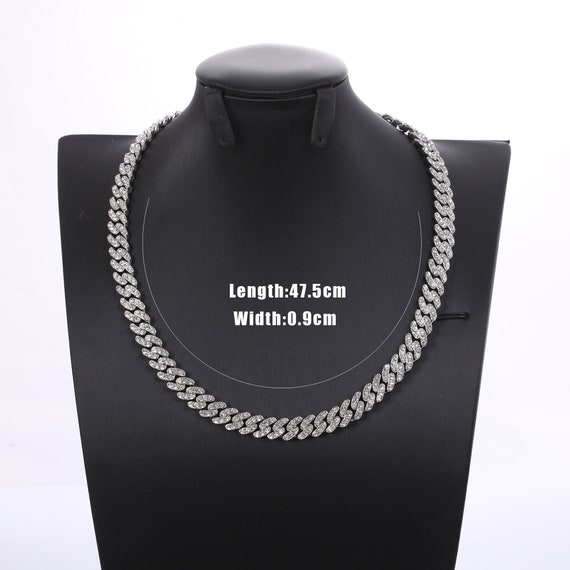 Chains Hip Hop 12MM 14MM Iced Out Rhinestone Clasp Miami Necklace Mens 316L  Stainless Steel Cuban Link Chain Necklaces For Men Jew3019