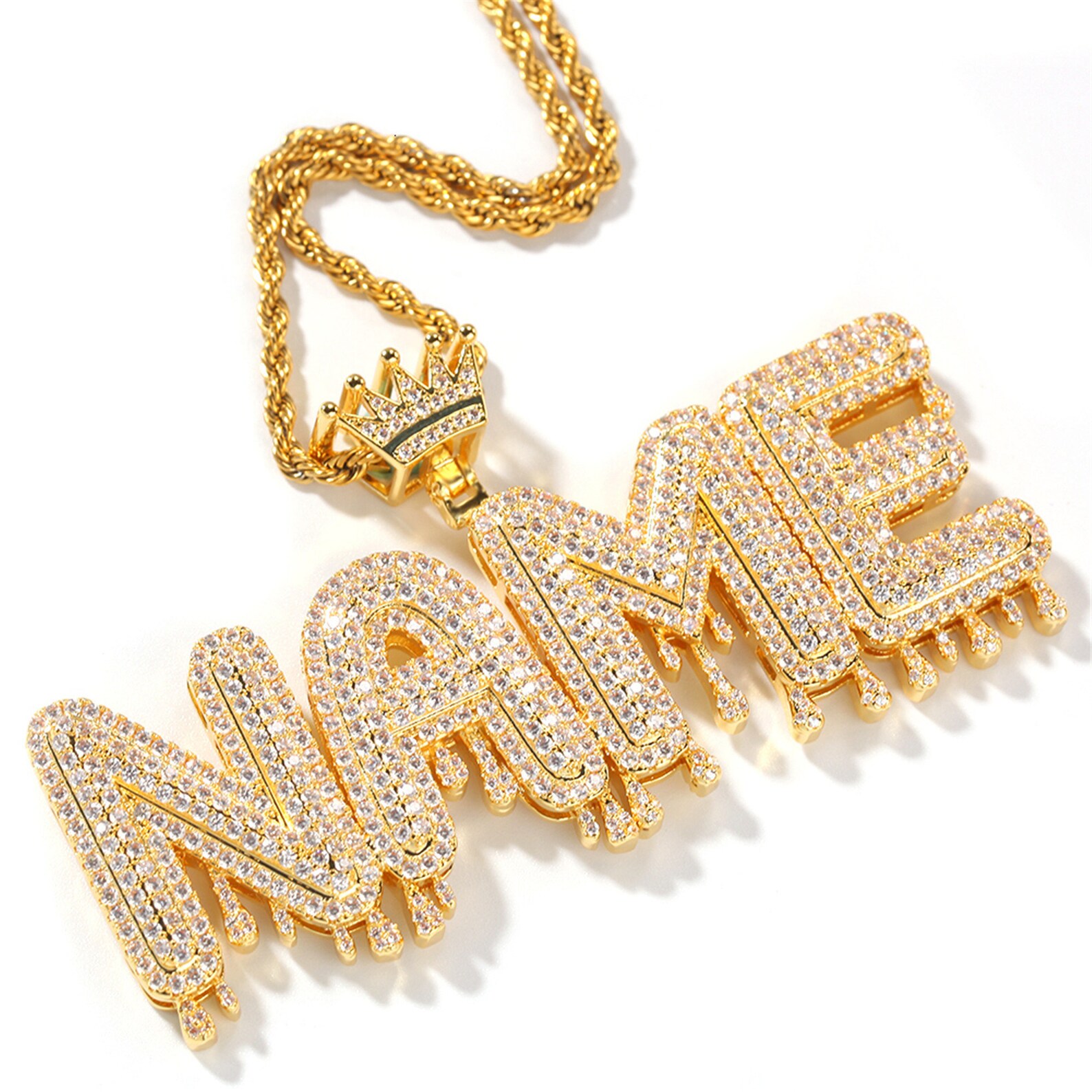 Custom Icy Drip Letters/Name Pendants Rope Chain Hip Hop Etsy