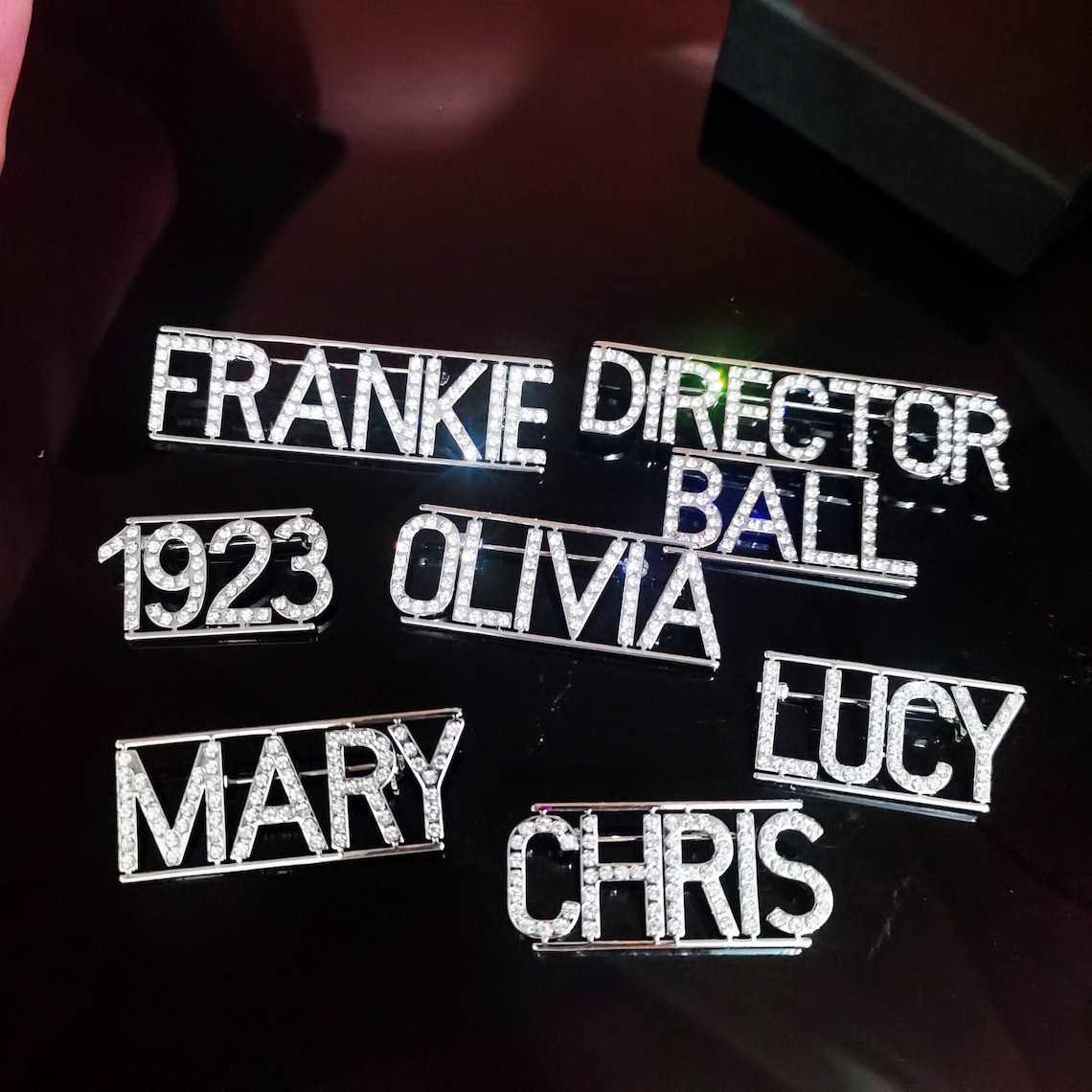 Custom Name Brooch Pins Multicolor Rhinestone Name Etsy