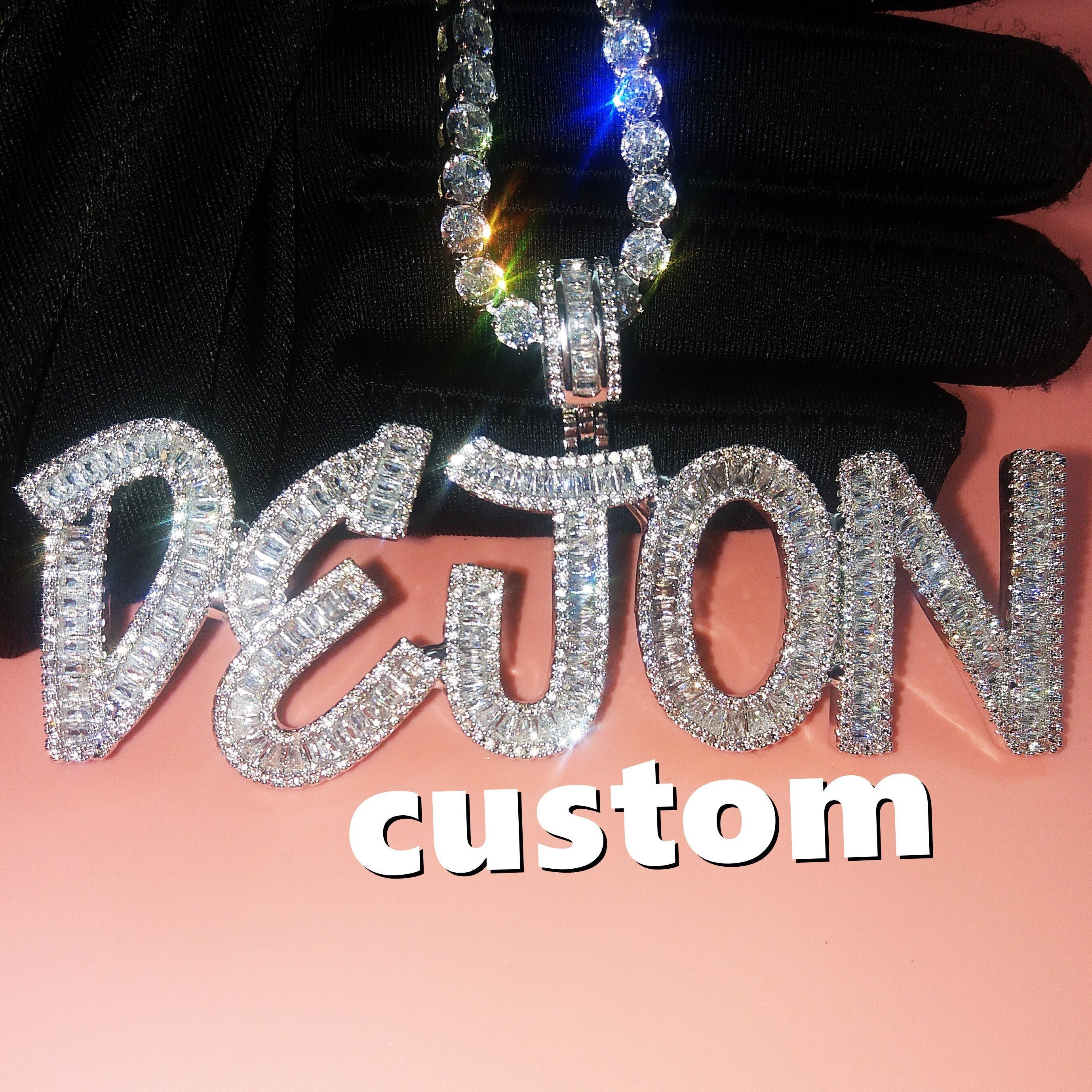 Iced Out CUSTOM Name Pendant Necklace 