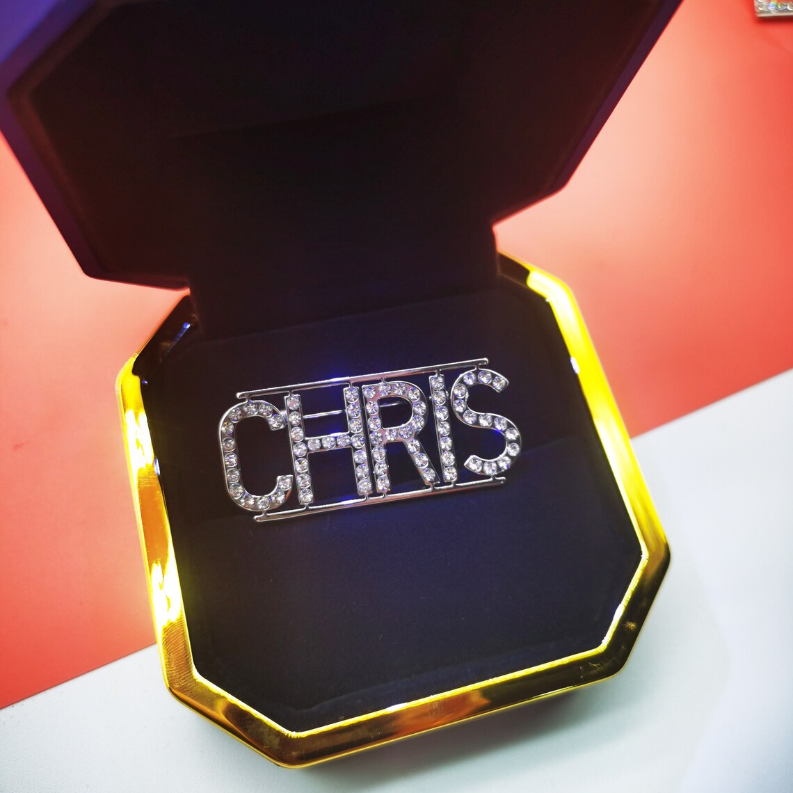 Custom Name Brooch Pins Multicolor Rhinestone Name Etsy