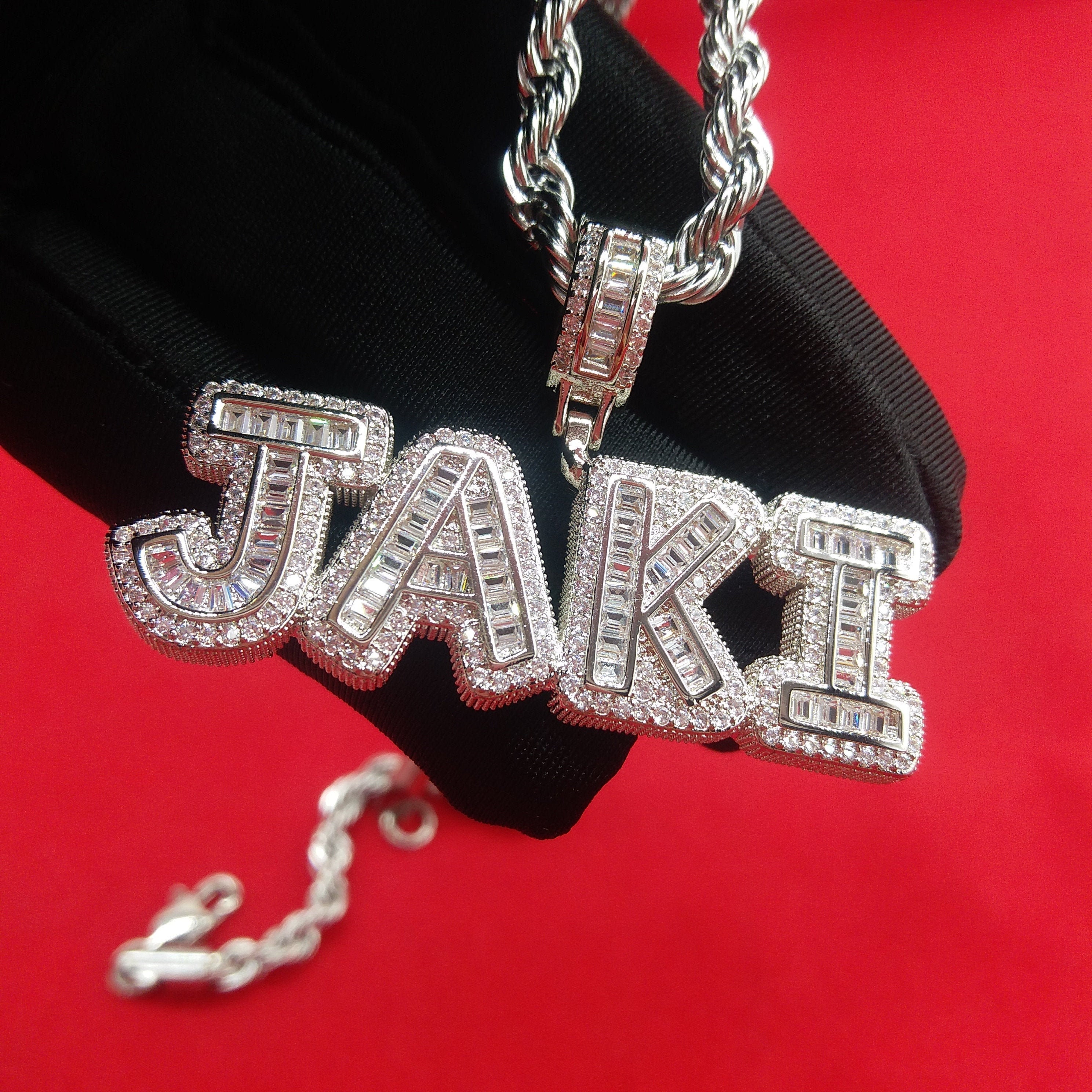 Baguette name best sale pendant
