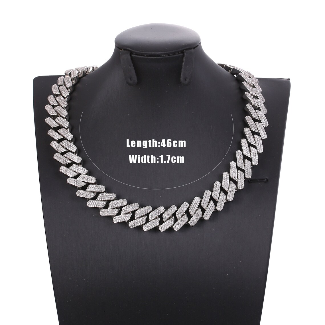 White Gold 18mm Iced Cuban Link Chain Necklaceiced Out Cuban - Etsy
