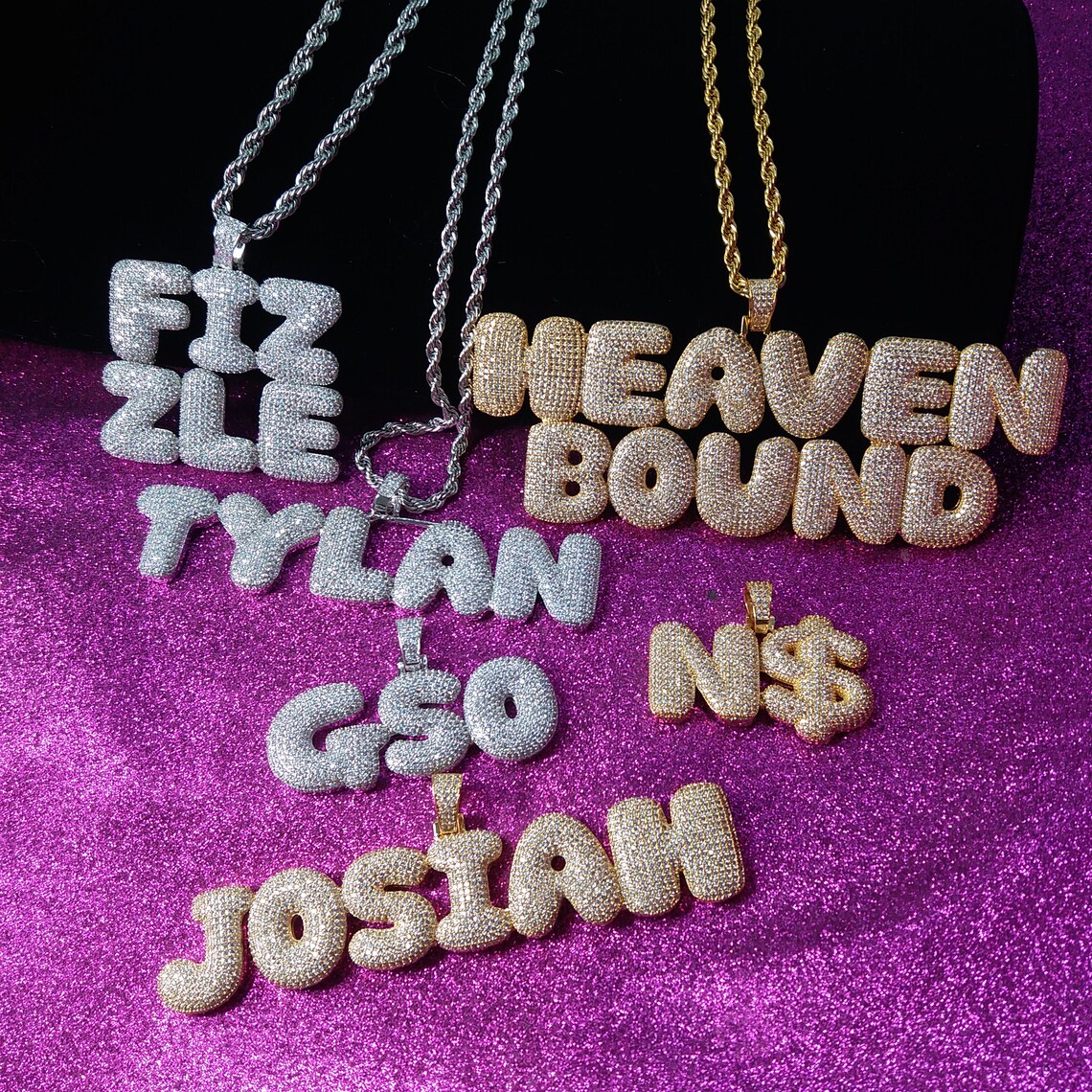 Iced Out Personalize Name Pendants Hip Hop Custom Pendant Etsy