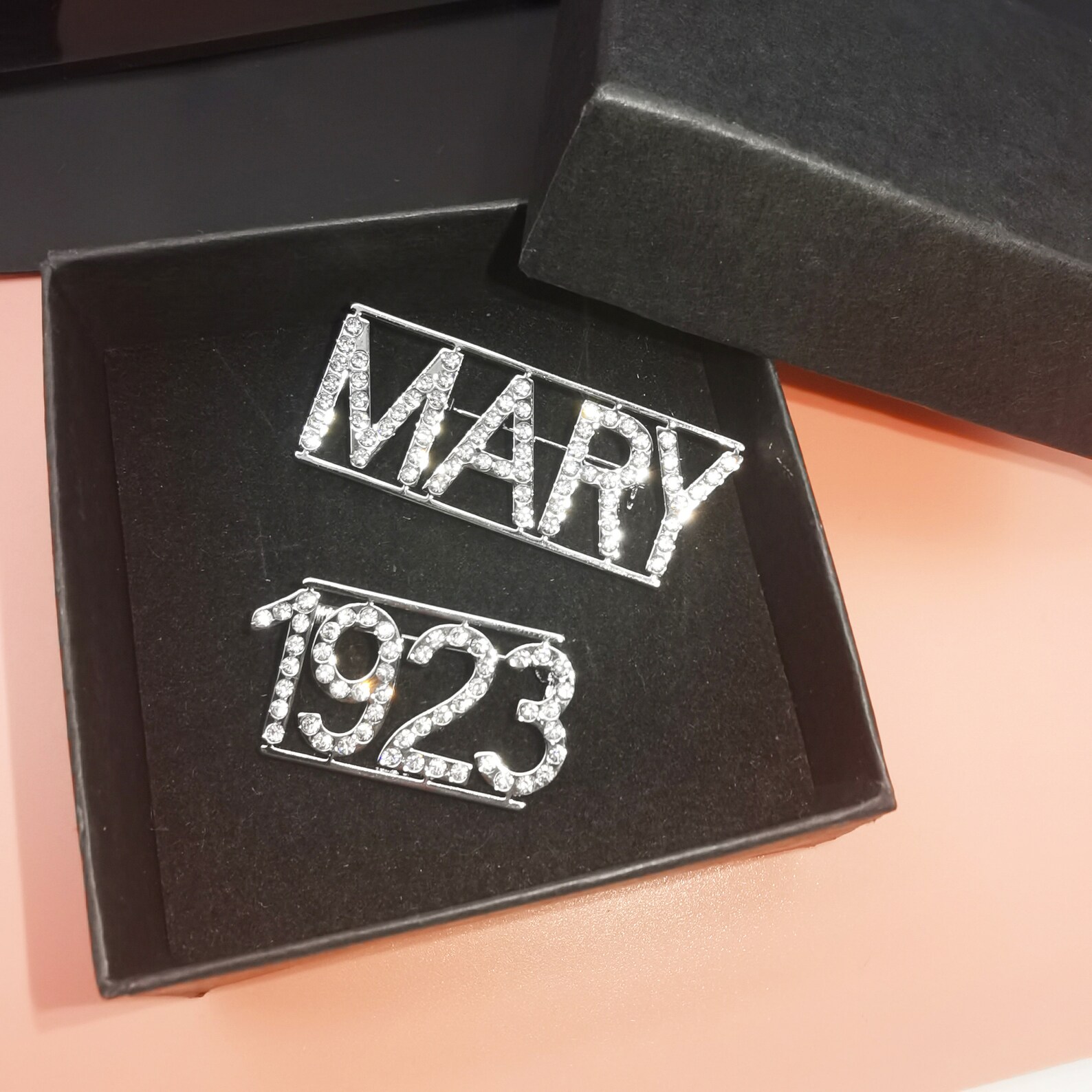 Custom Name Brooch Pins Multicolor Rhinestone Name Etsy