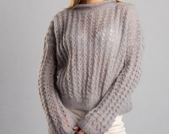 ニット・セーター HUECLOSET Mohair Chain Knit 25KERO14 Web Knit Wool Mohair Sweater – La Garçonne