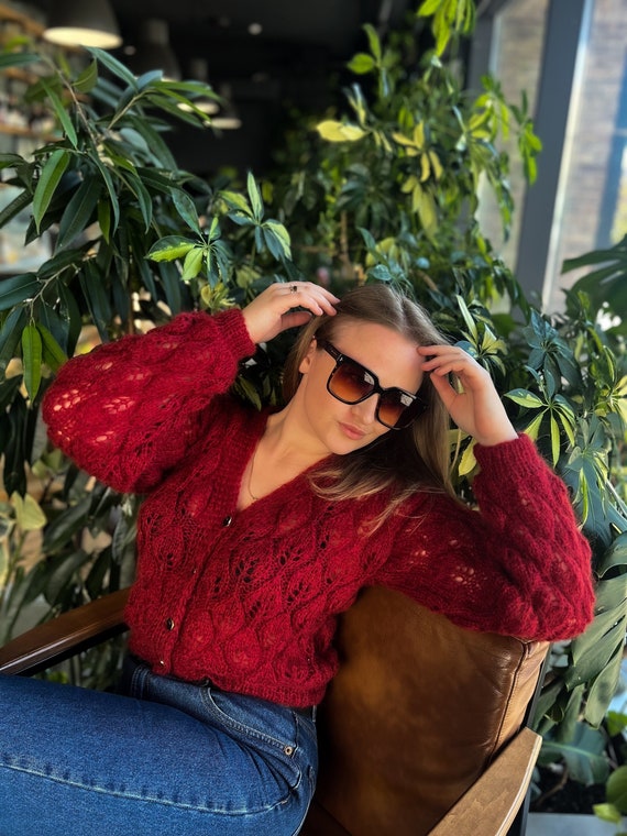 burgundy lace cardigan