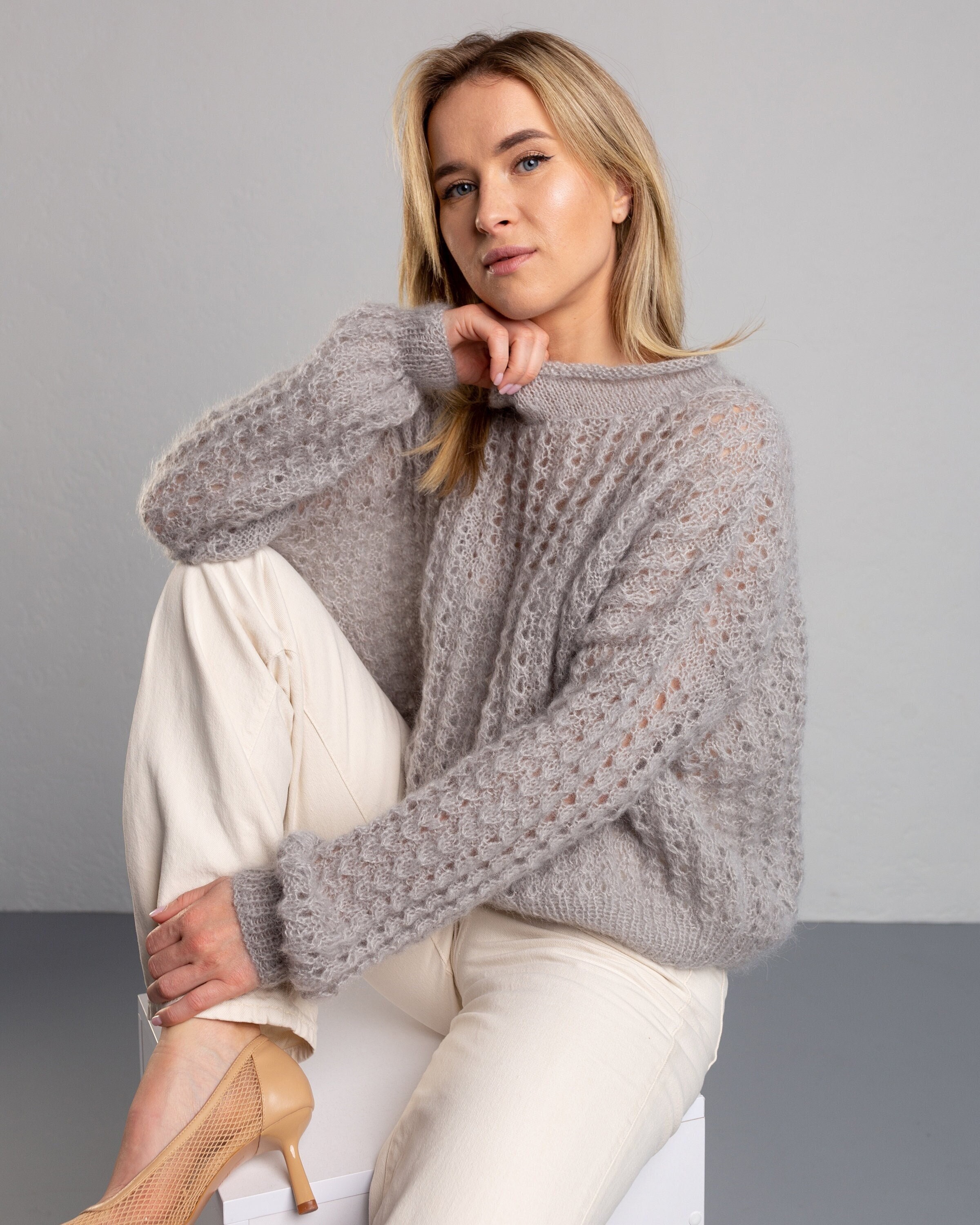 Crochet Mohair Sweater Chunky Knit Sweater Knitted - Etsy