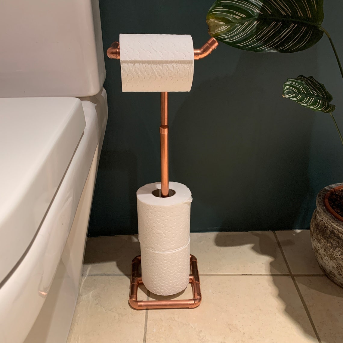Copper Freestanding Toilet Roll Holder and Storage Copper Etsy UK
