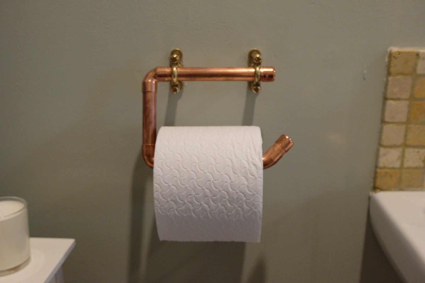 Copper toilet roll holder copper bathroom furniture for Etsy