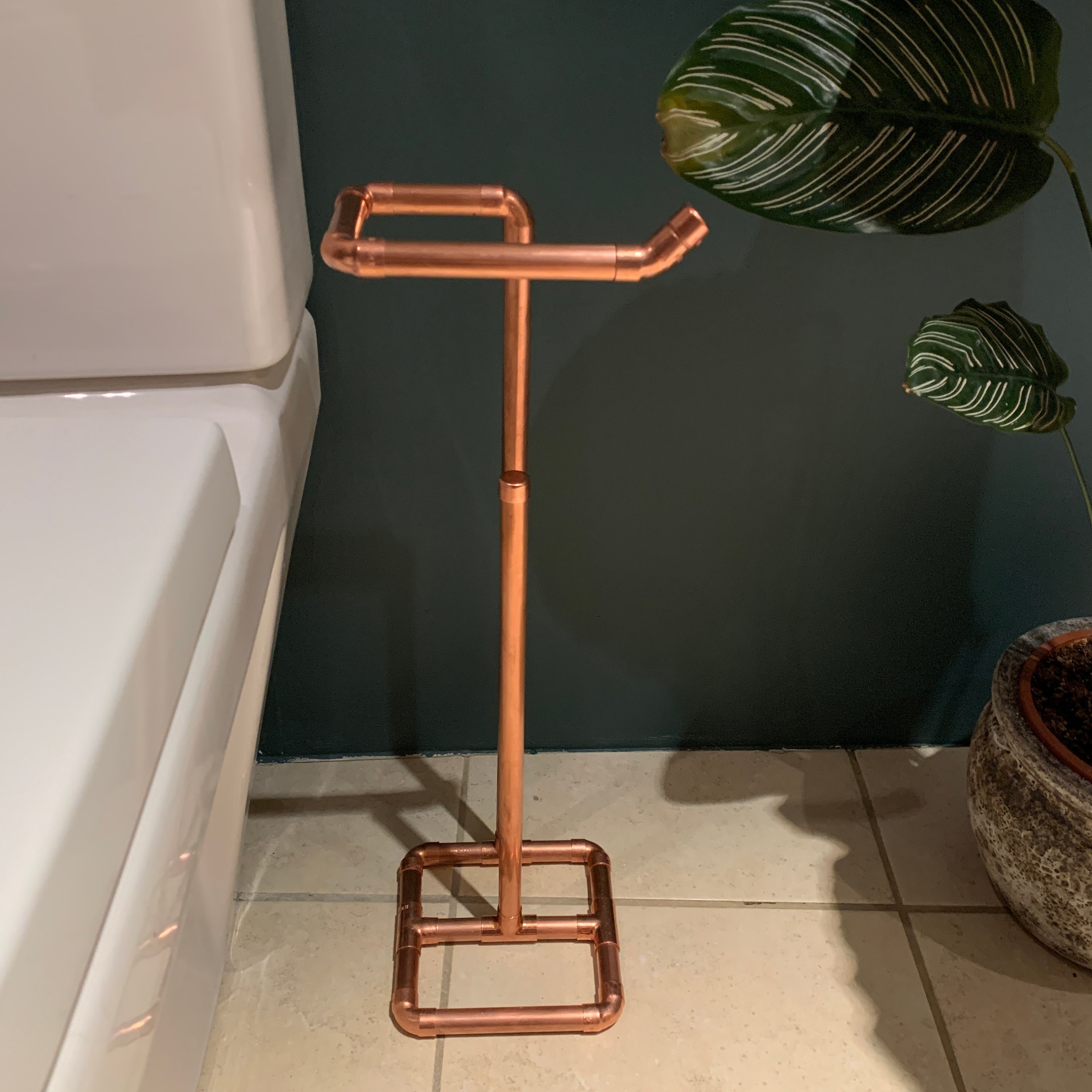 Copper Freestanding Toilet Roll Holder and Storage Copper Etsy UK